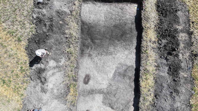 Aerial shot of the ancient monument / sanctuary.