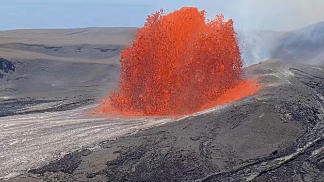 Lava fountaining from Mount Kilauea Volcano.