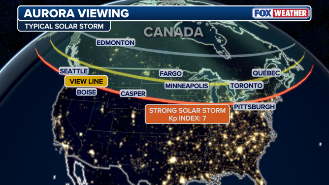 Aurora viewing map.