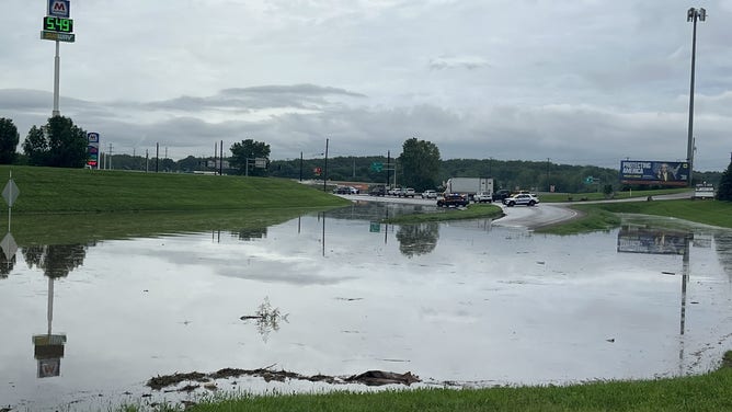 Residual flooding near Interstate 70 in Franklin County, Ohio, on Thursday, Aug. 20, 2026.