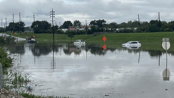 Residual flooding near Interstate 70 in Franklin County, Ohio, on Thursday, Aug. 20, 2026.