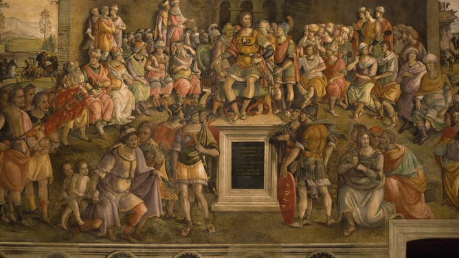 UNSPECIFIED - JANUARY 03: Atilius Regulus advising the Romans not to make peace with the Carthaginians, by Jacopo Ripanda (active ca 1500-1516). First Punic War,3rd century BC.