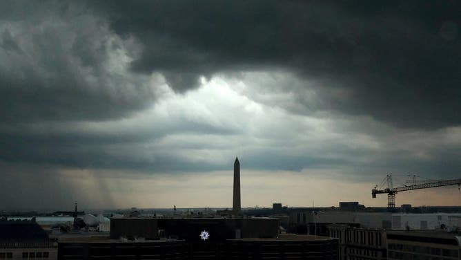 WASHINGTON, DC - AUGUST 7: A severe thunderstorm moves into Washington, D.C., Monday, August 7, 2023.