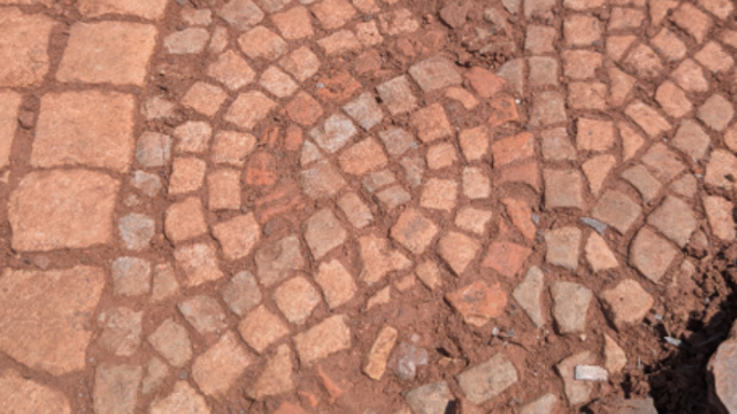 Detailed view of the mosaic found in England.