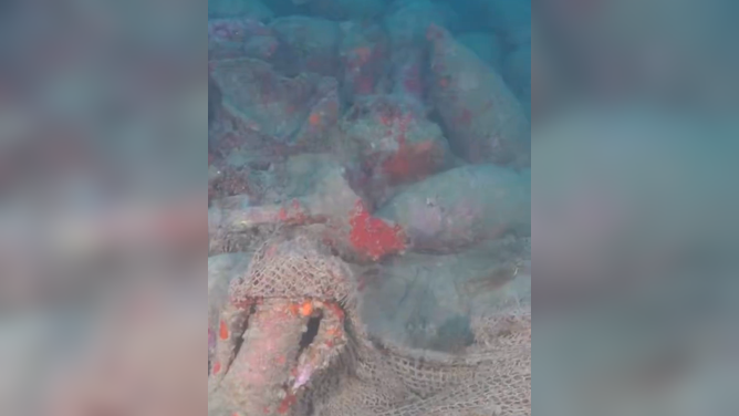 Large ceramic jars used to store wine, olive oil, grain, and other supplies found in Roman-era shipwreck.