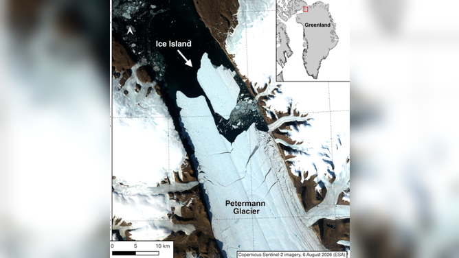 Satellite imagery of the Peterman Glacier.