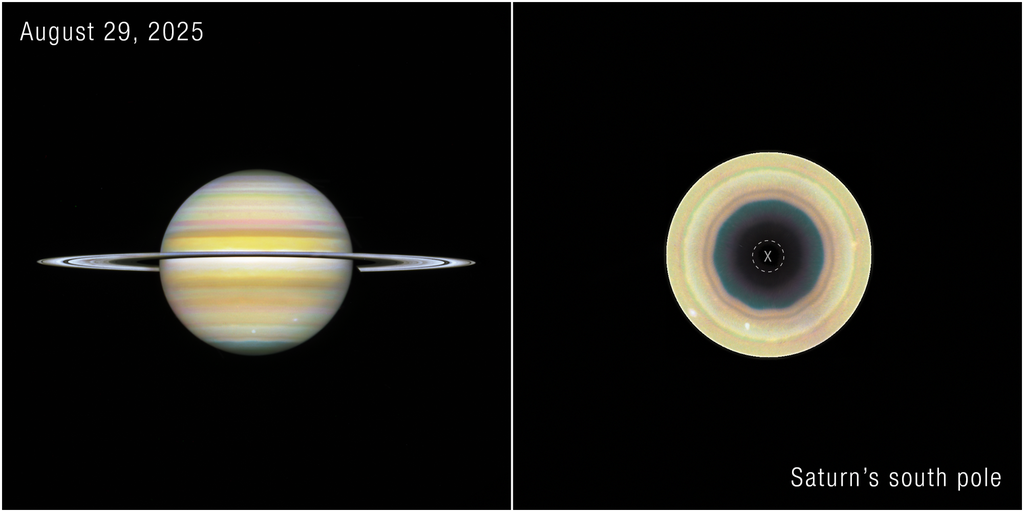 NASA's Hubble Space Telescope reveals giant atmospheric wave around Saturn's South Pole