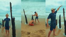 Hurricane swells reveal forgotten history beneath iconic California beach