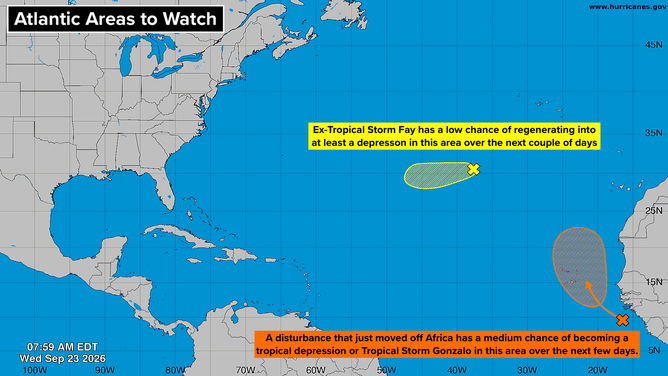 Atlantic status as of Sept. 23, 2026 at 10:30 a.m.