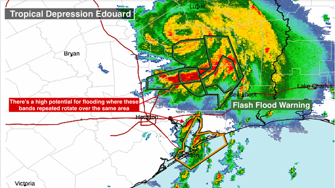 Radar imagery of Tropical Depression Edouard.