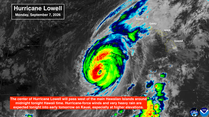 Satellite imagery of Hurricane Lowell.