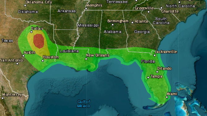 Graphic depicts Southeast rain totals