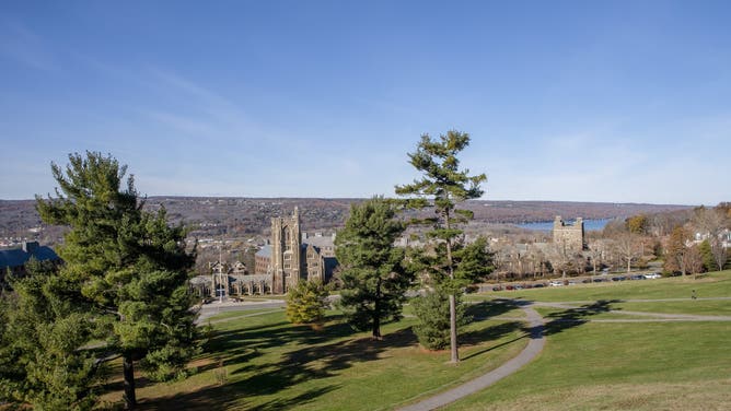 Mennen Hall and Campus, Cornell University, Ithaca, New York, USA.