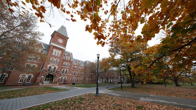 COLUMBUS, OHIO - NOVEMBER 23: University Hall, the main academic building, on the campus of The Ohio State University on November 23, 2024 in Columbus, Ohio.