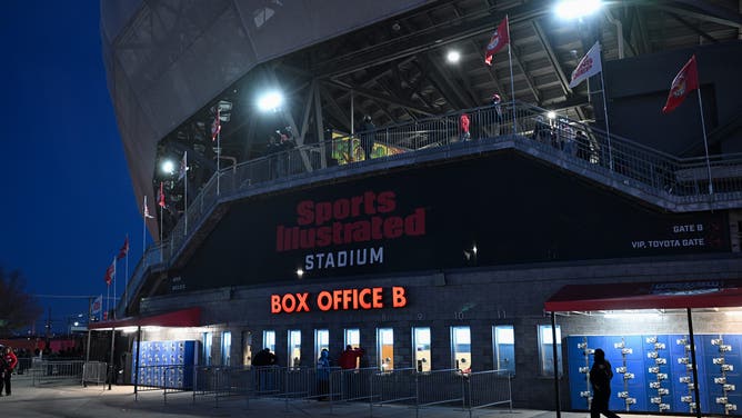 HARRISON, NEW JERSEY - MARCH 1: Sports Illustrated Stadium before the MLS match between New York Red Bulls and Nashville SC at Sports Illustrated Stadium on March 1, 2025 in Harrison, New Jersey.