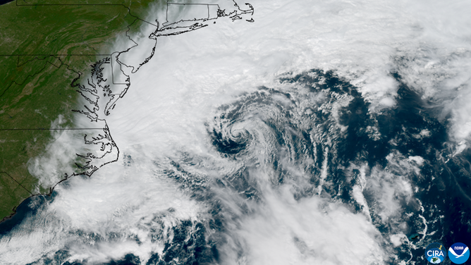 Satellite imagery of nor'easter as it developed on Friday, Sep. 25, 2026.