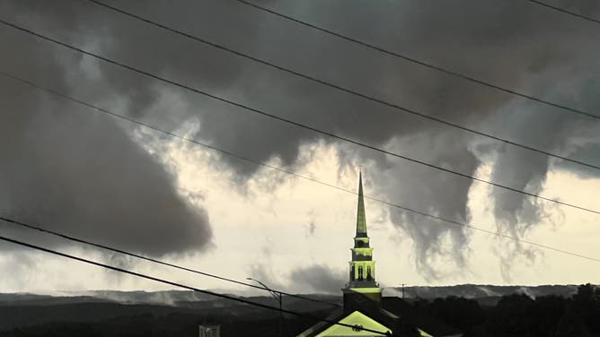 Storm clouds over Kirkwood, Missouri, Wednesday, Sep. 10, 2026.
