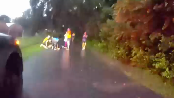 The scene after the man and woman were hit by lightning.