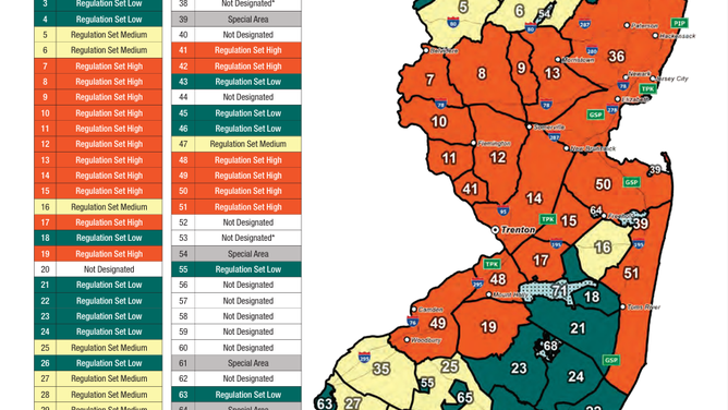 New Jersey hunting zone map.