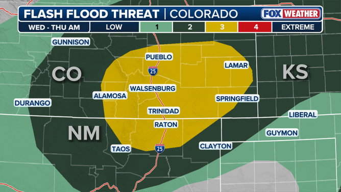 Wednesday flood threat along I-25 corridor.