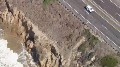 See it: Large crack in ground forms on shoulder of iconic Southern California highway