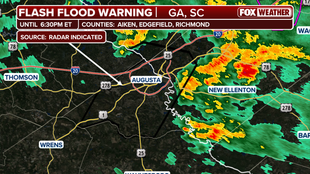 Flash Flood Warning covers parts of Georgia and South Carolina