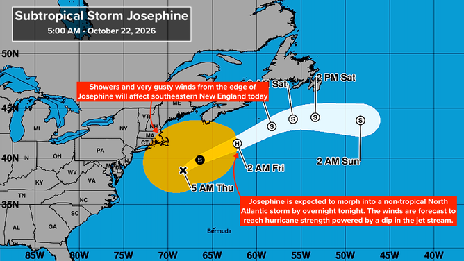 Subtropical Storm Josephine cone