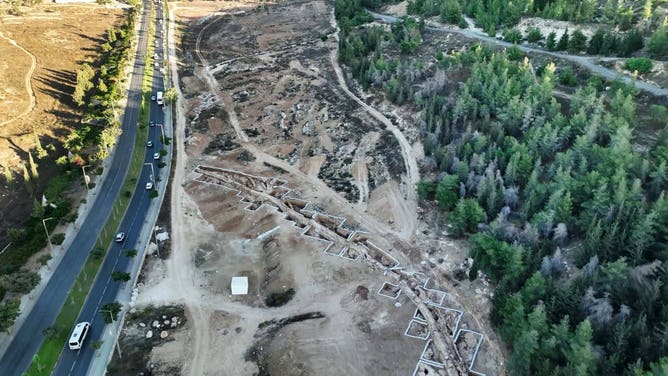 Aerial view of the extensive aqueduct found in Israel.