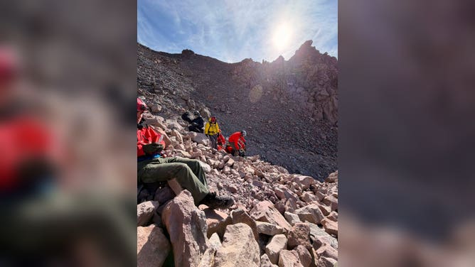 The team making the ascent up Mount Shasta.