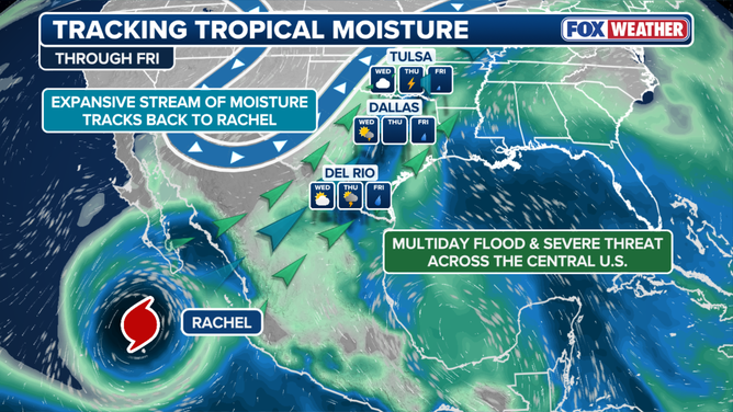 Moisture from Hurricane Rachel fueled flood threat across the Central U.S.