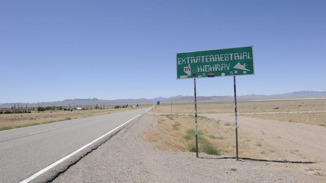 Sign of The Route 375. The Extraterrestrial Highway To Rachel. Nevada. Usa.