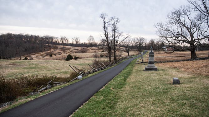 A view of "Cemetery Hill" in Gettysburg National Military Park in Gettysburg, Pennsylvania, on March 22, 2025.
