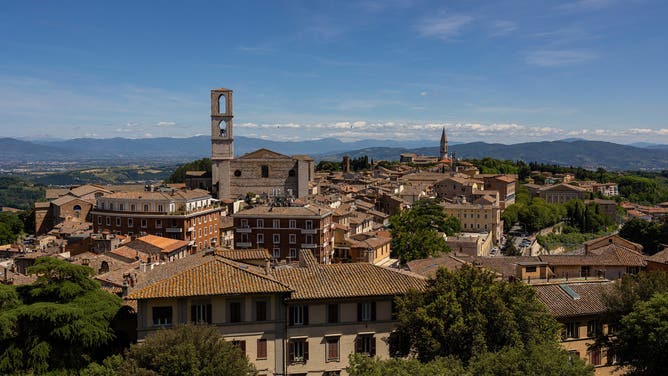 Residential buildings in Perugia, Italy, on Friday, May 30, 2025.