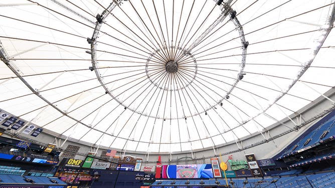 ST. PETERSBURG, FL - APRIL 06: A general view of the new roof of Tropicana Field prior to the game between the Chicago Cubs and the Tampa Bay Rays on Monday, April 6, 2026 in St. Petersburg, Florida.