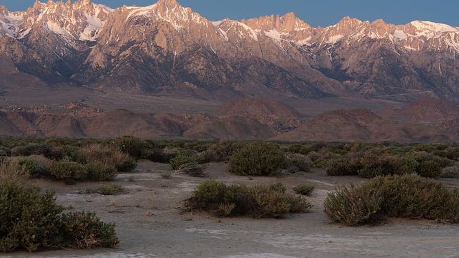 FILE - Sierra Nevada from the Owens Valley. Mt. Whitney is the castellated peak just right of center.