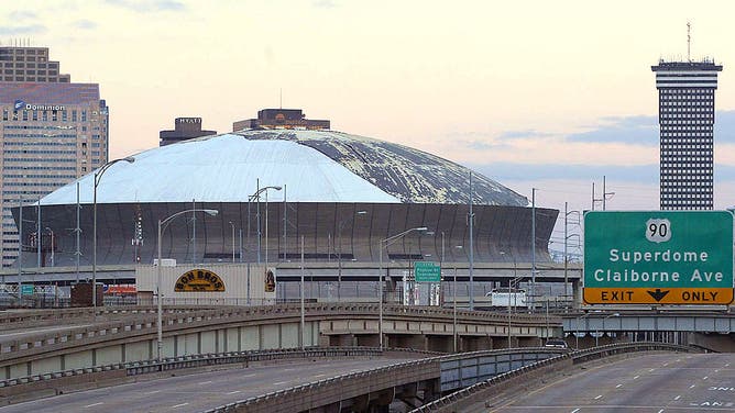 This 29 August, 2005 image shows damage to the roof of the Superdome in New Orleans, Louisiana.