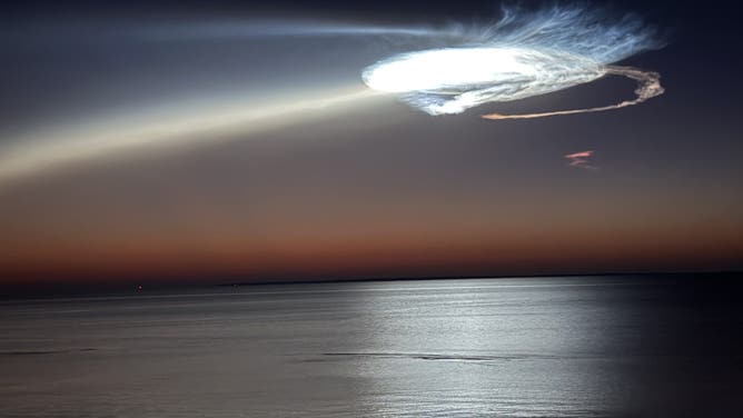 A look at the SpaceX jellyfish post-launch in Carrabelle, Florida.