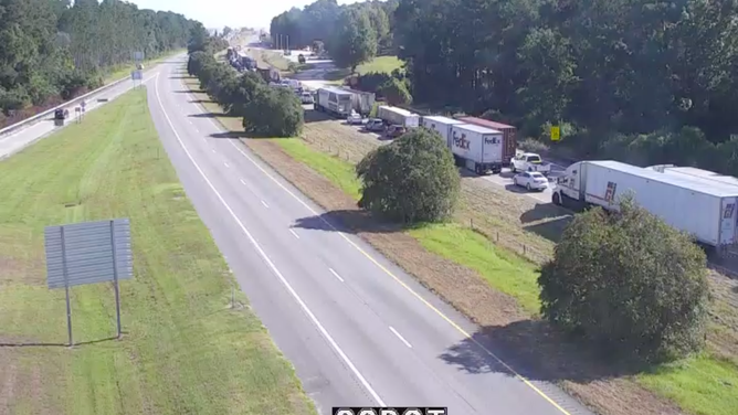 Cars pileup after a crash in South Carolina.