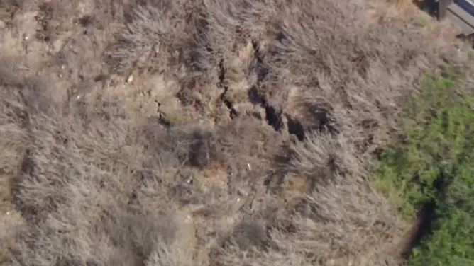A close up of the crack