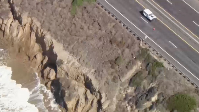 Debris falling off the shoulder of Pacific Coast Highway