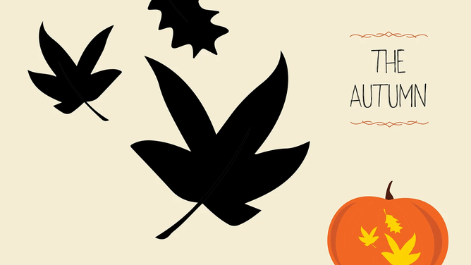 Autumn leaves pumpkin template.