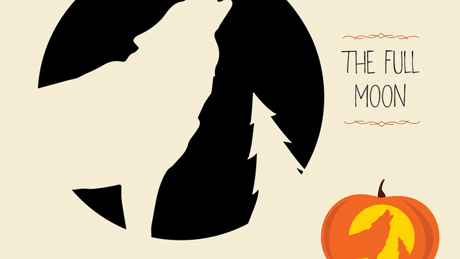 Wolf pumpkin carving template.